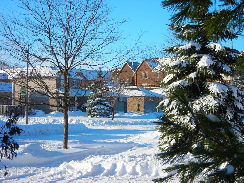Residential homes in winter in barrie, ontario - canadian homeowners and the domicile