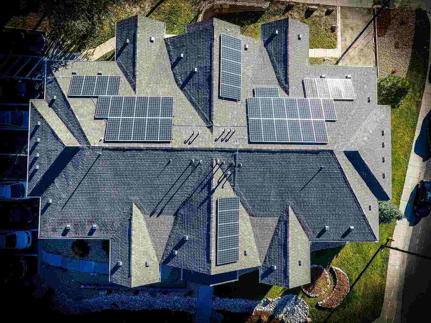 7 Easy Steps To Make Your Roof Solar Panel Ready 2 Aerial view of rooftop with solar panels - 7 easy steps to make your roof solar panel ready
