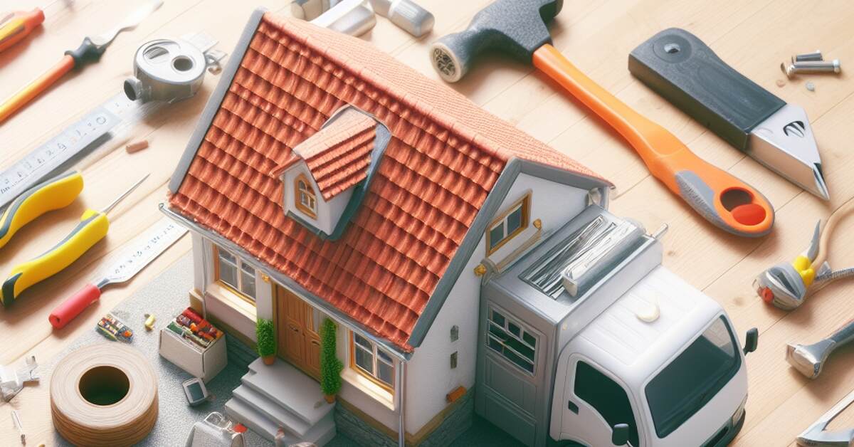 Model house with tools - green home repair business