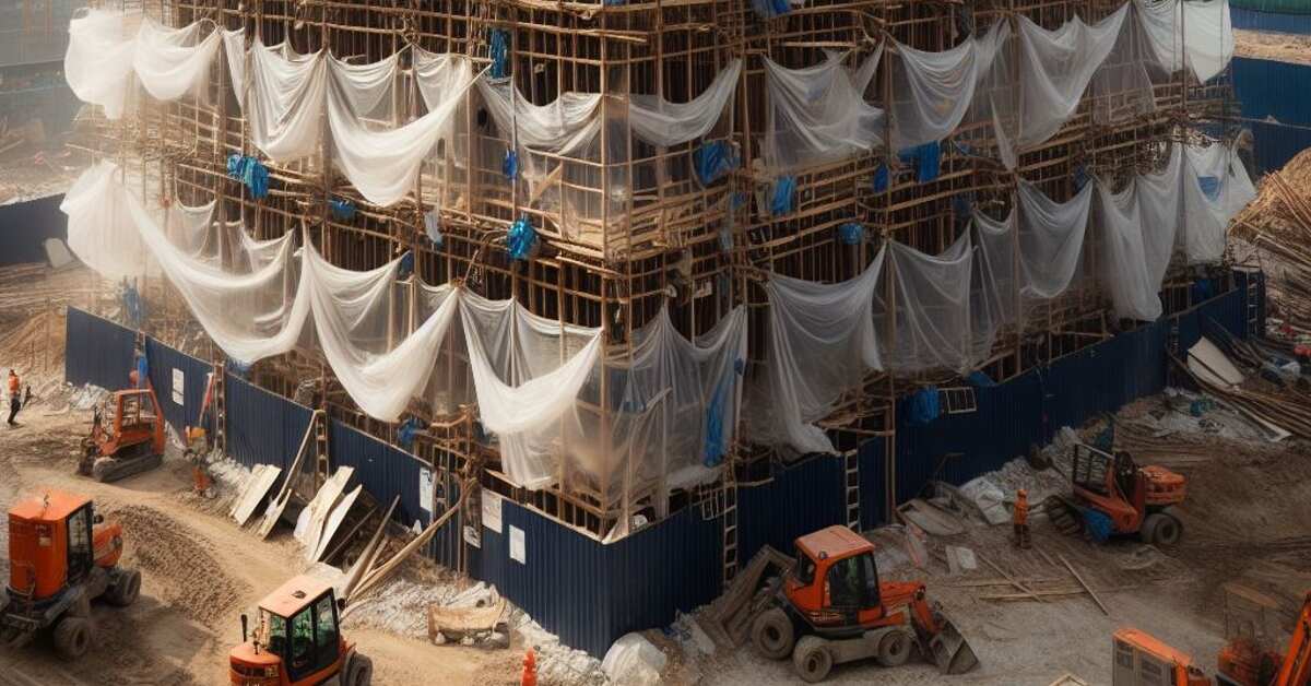Plastic waste on construction site - plastic pollution in the building sector