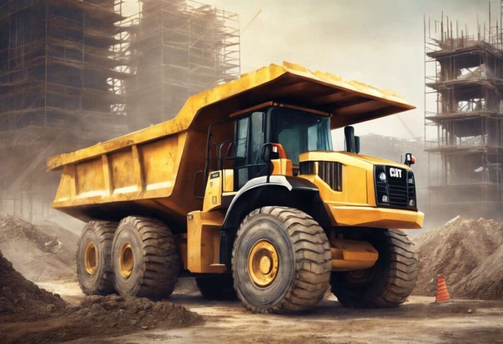 Dump truck in construction site