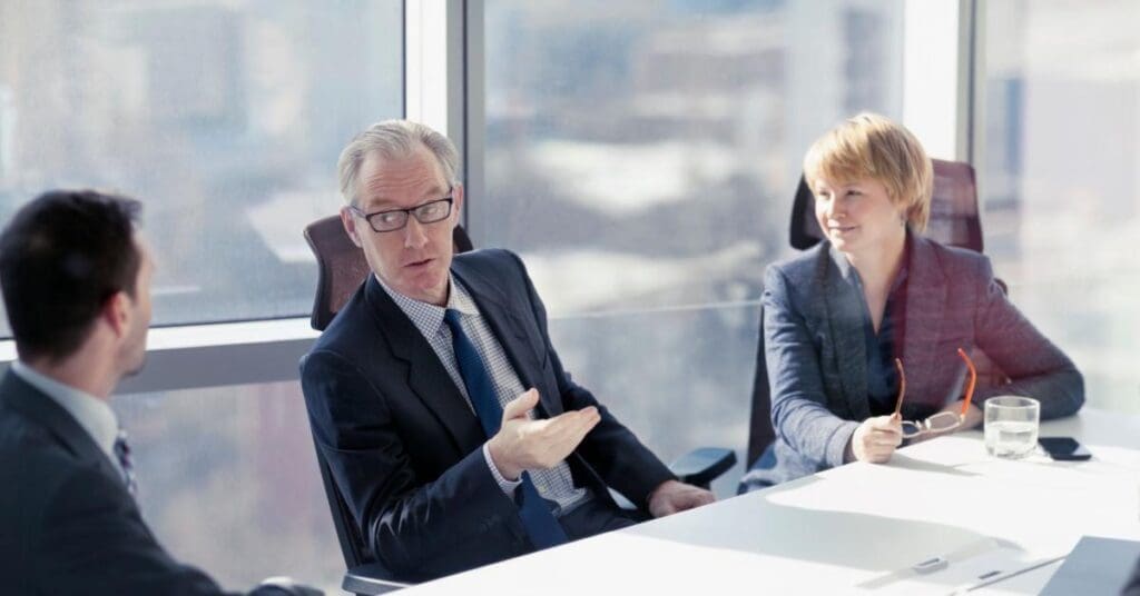 Lawyers discussing esg compliance for construction company