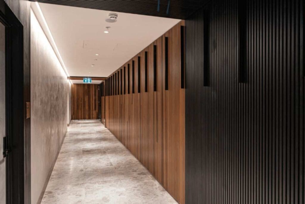 Spotted gum interior wall cladding