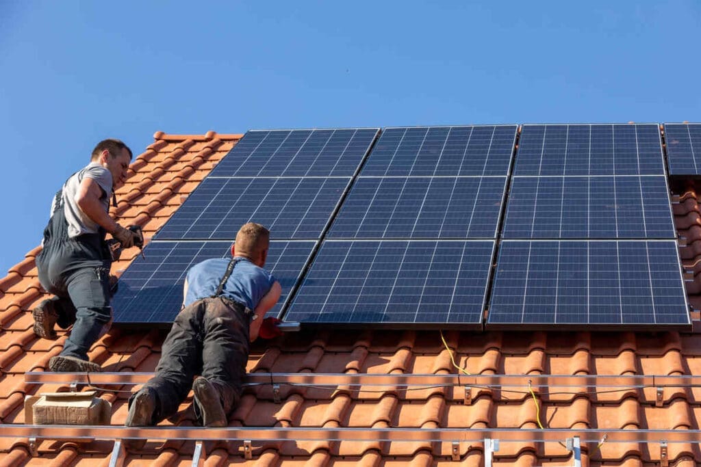 Solar panels roof house