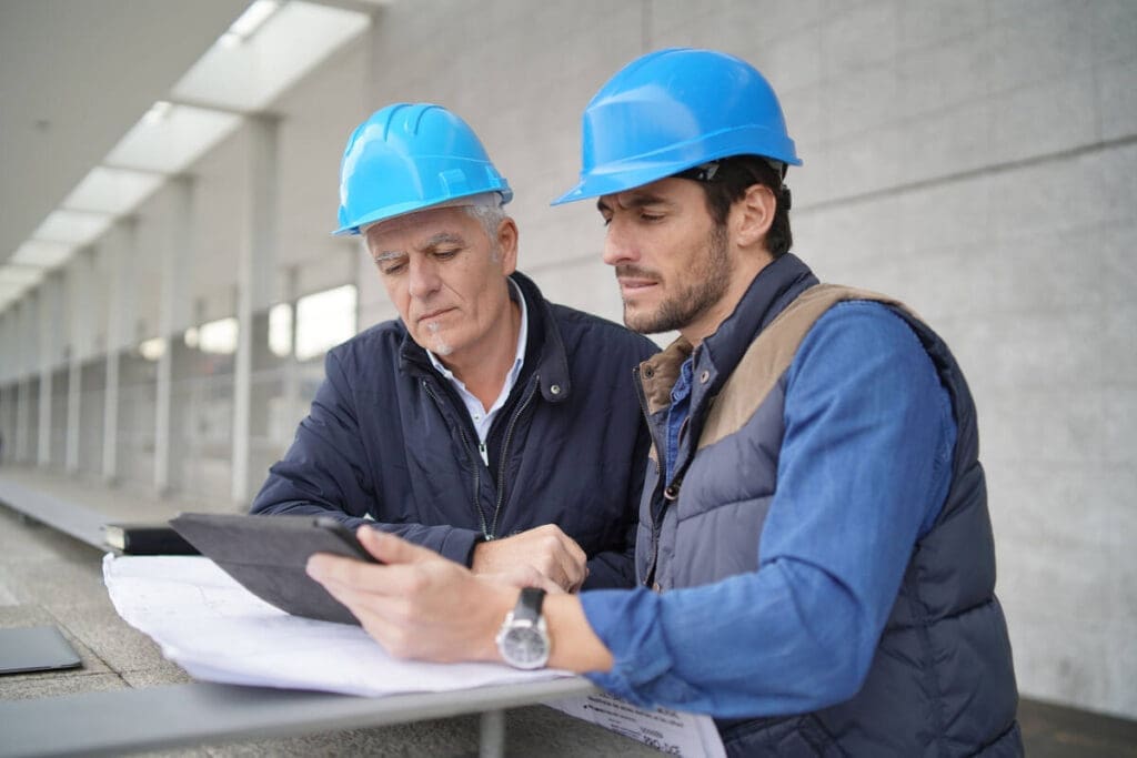 Architects discussing plans bim