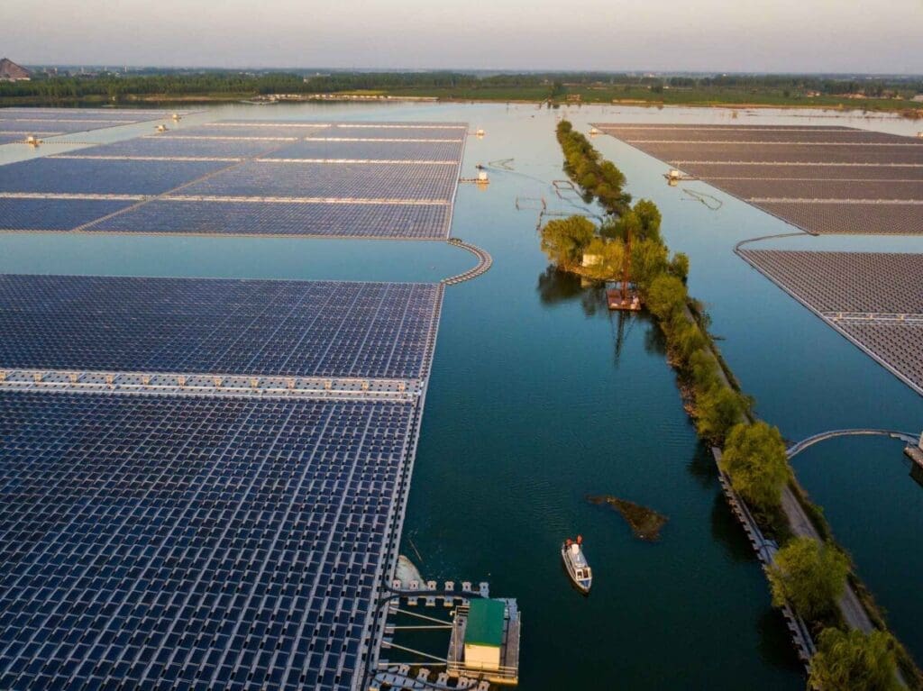 Floating solar energy farm