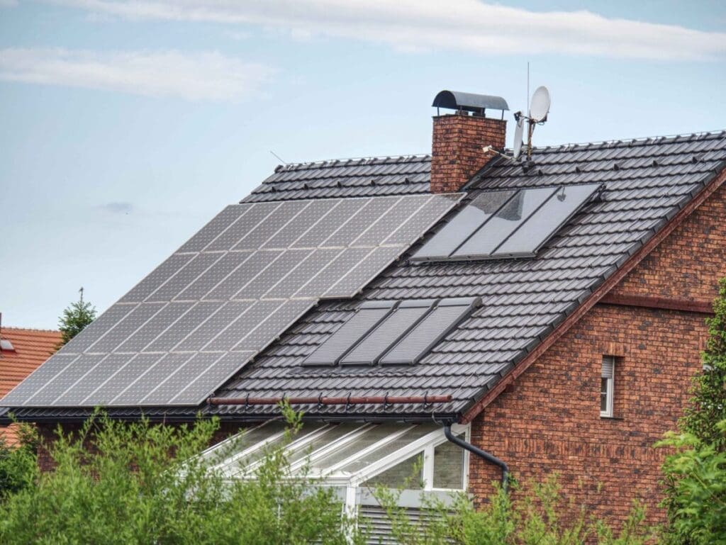 Solar panels on home roof