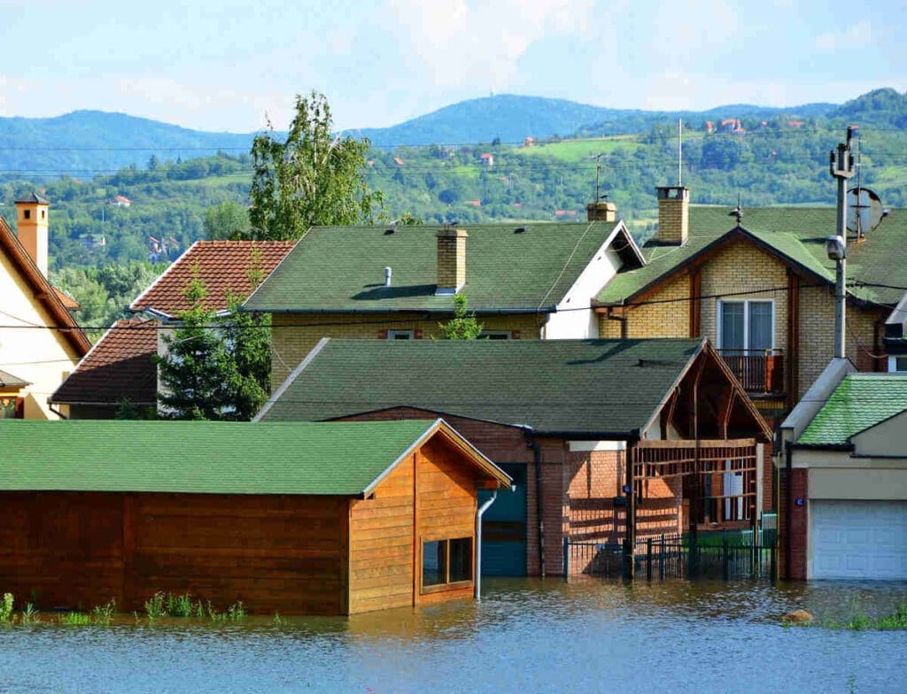 Flooded houses