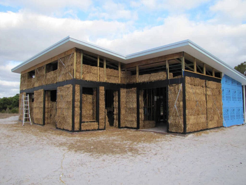Straw bale construction of house