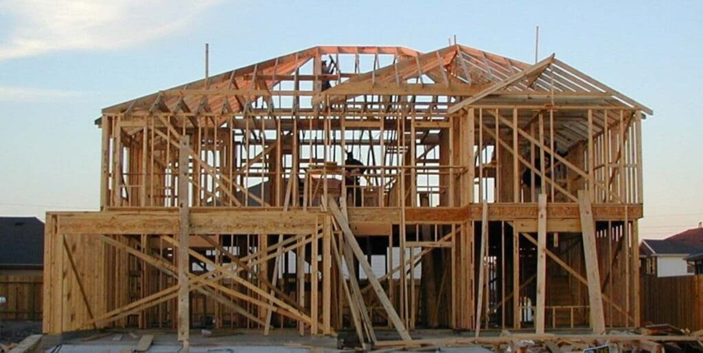 Wood framed house construction
