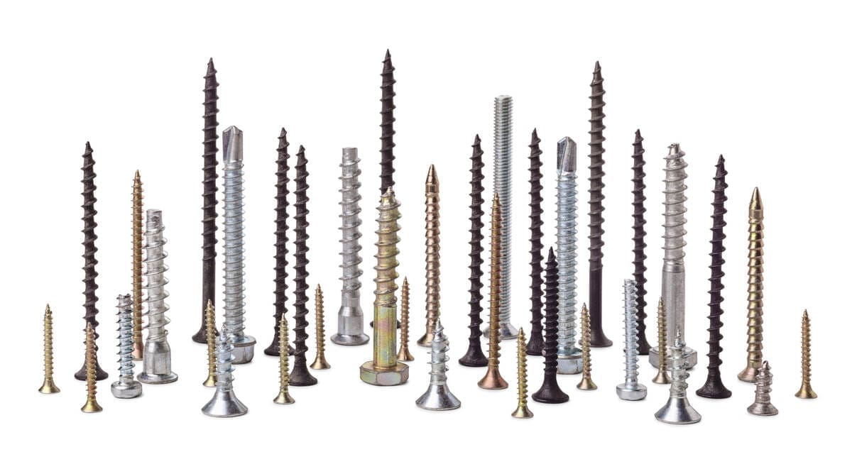 Different types of fasteners used in construction