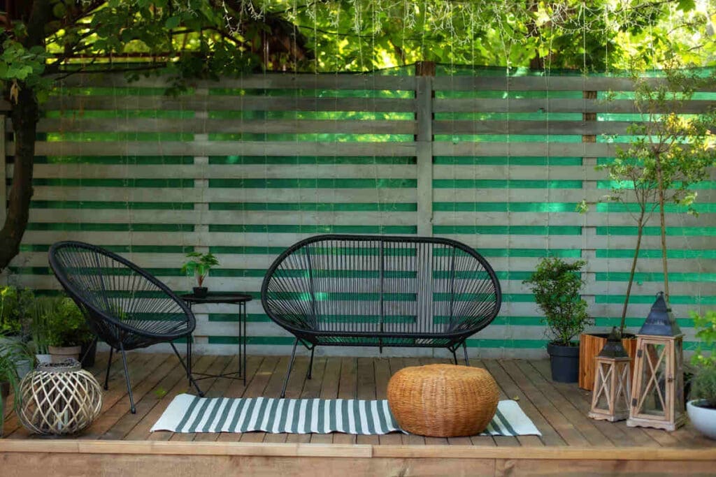 Wooden fence in backyard