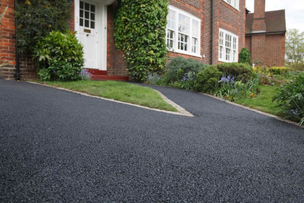 Closeup of bitumen driveway