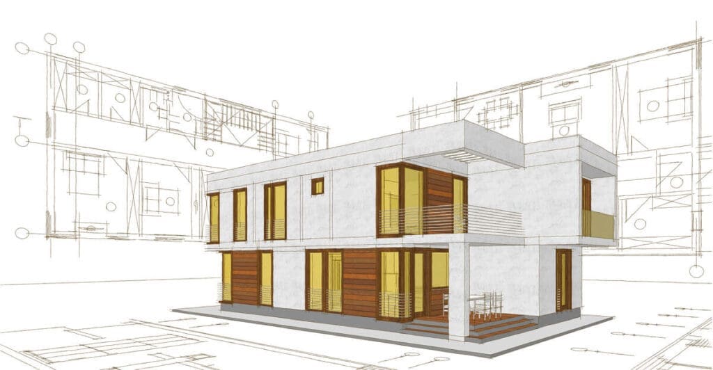 3d sketch of house - architectural plans