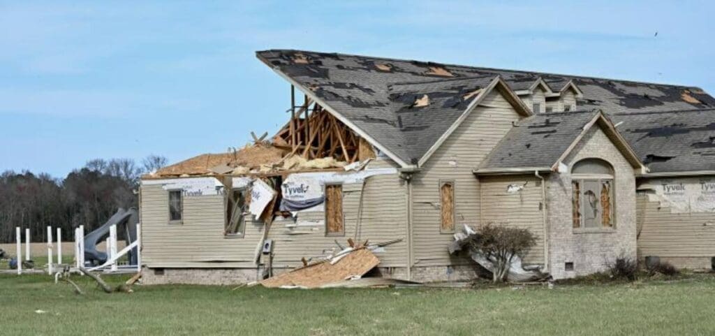 Storm hit home damage from wind