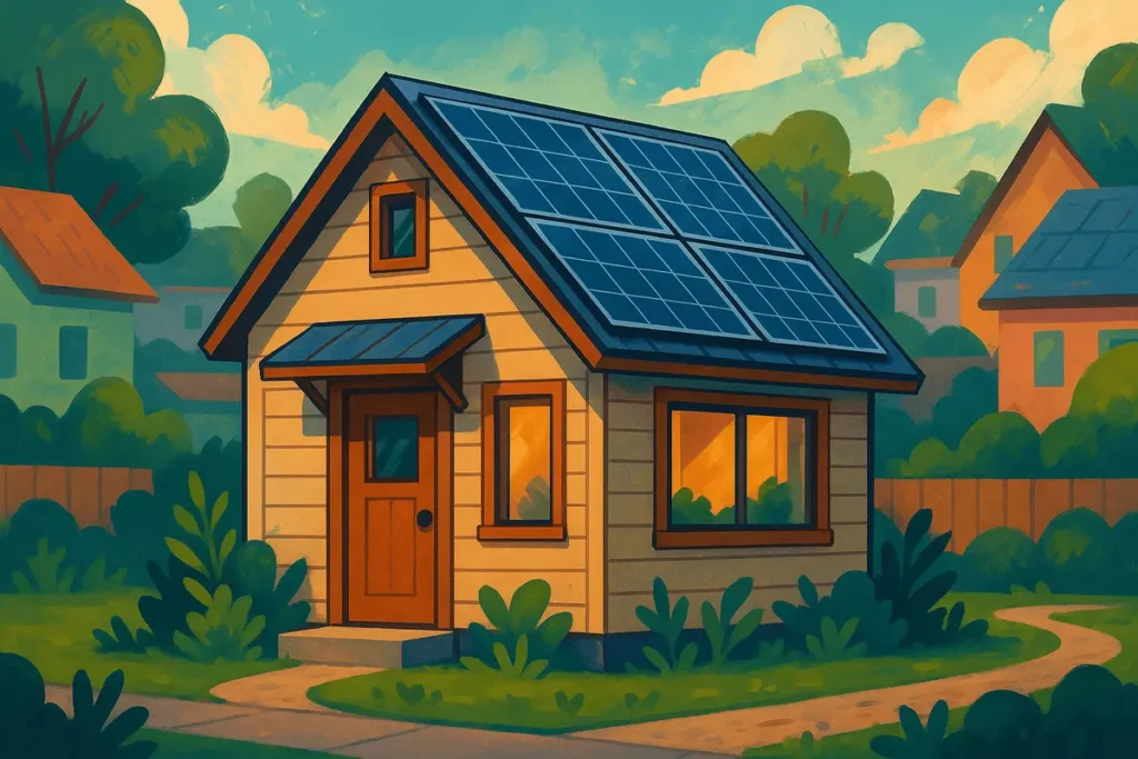 Eco-friendly home with solar panels