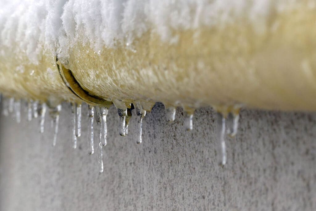 Frozen pipe in winter