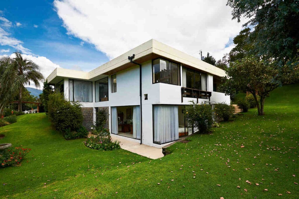 Green, sustainable home that is white