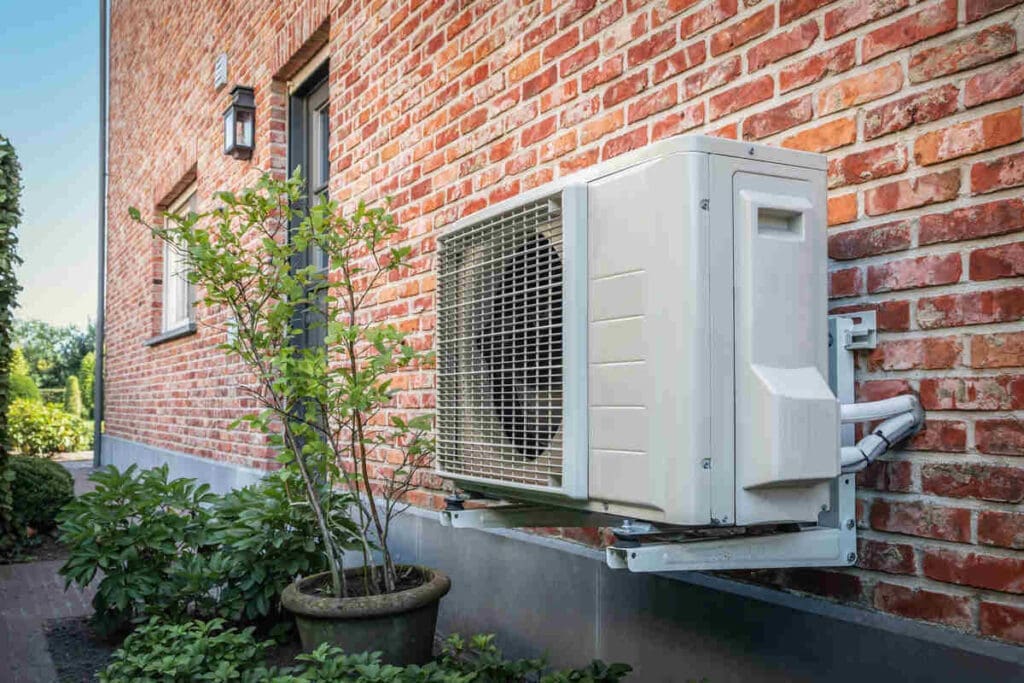 Heat pump outside of house