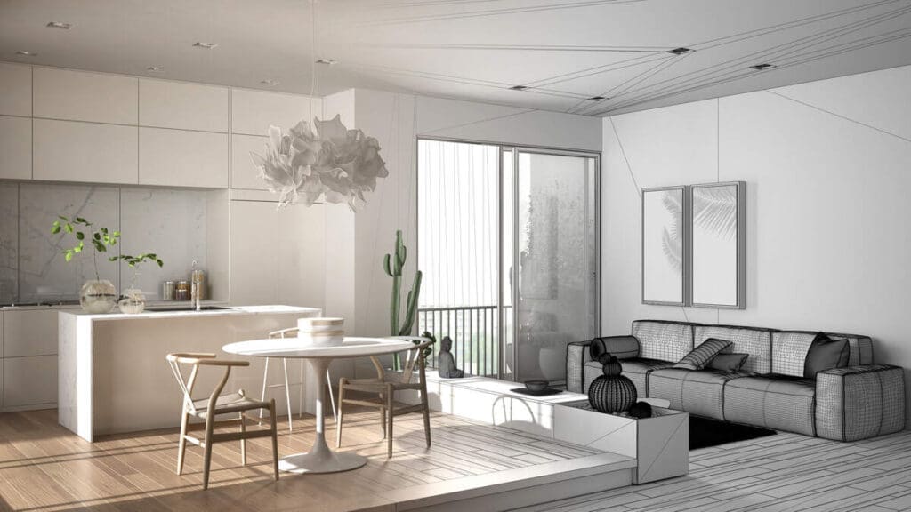 Condo living room kitchen