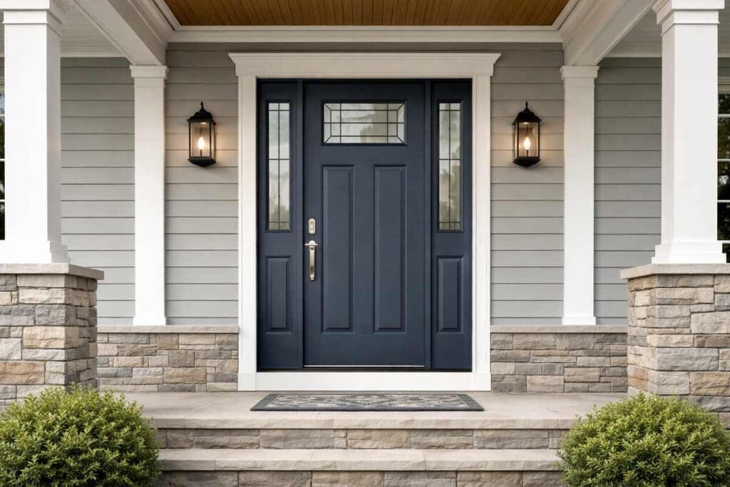 Fibreglass front door of home