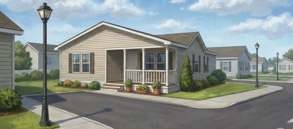 Factory-built home on small street