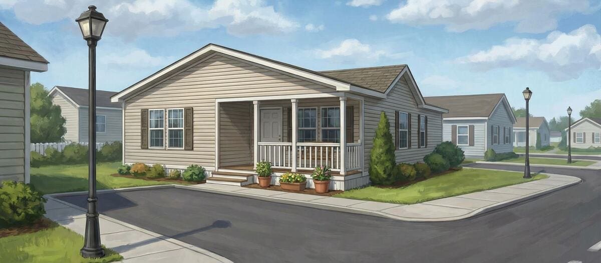 Factory-built home on small street