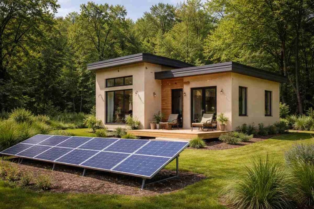 Modular home with solar panels