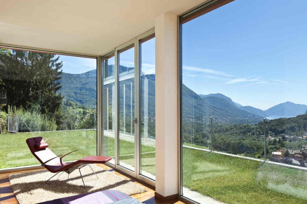 Windows in house overlooking view