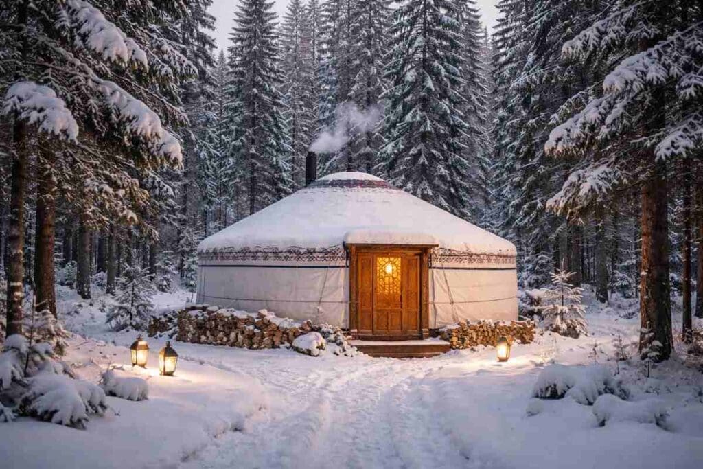 Yurt house in winter canada
