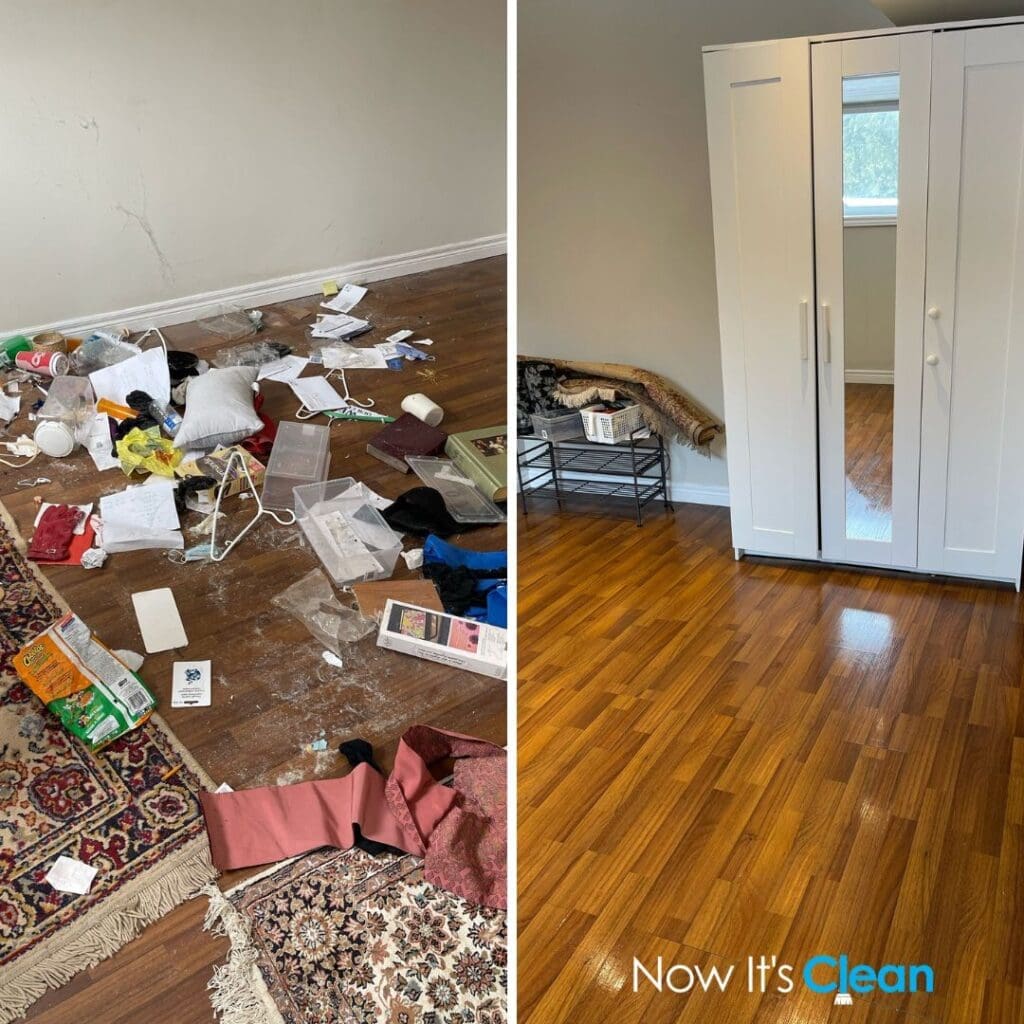 Bedroom cleaning before after