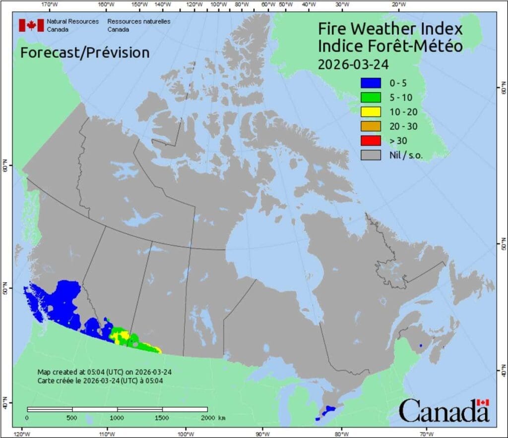 Fire weather index (via natural resources canada)