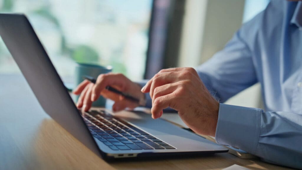 Working at computer - 3d animation building design