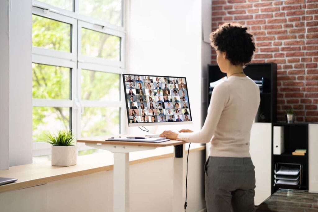 Working at standing desk