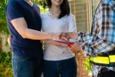 Homeowners couple hiring contractor