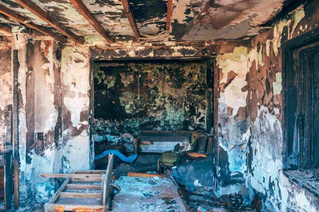 inside burned down house fire