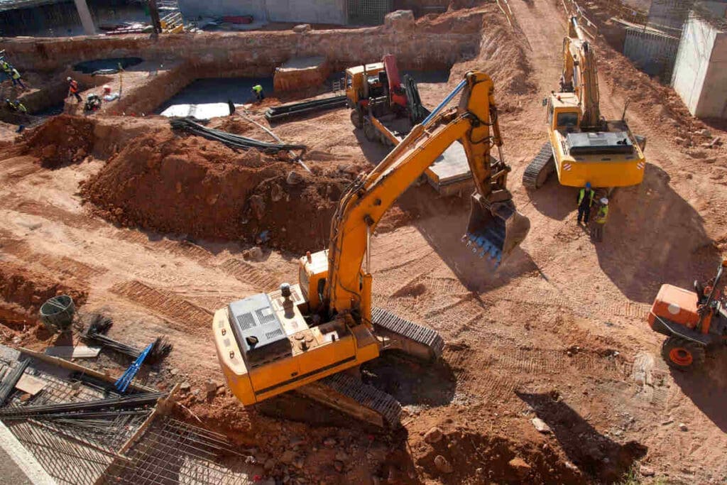 excavator at construction site
