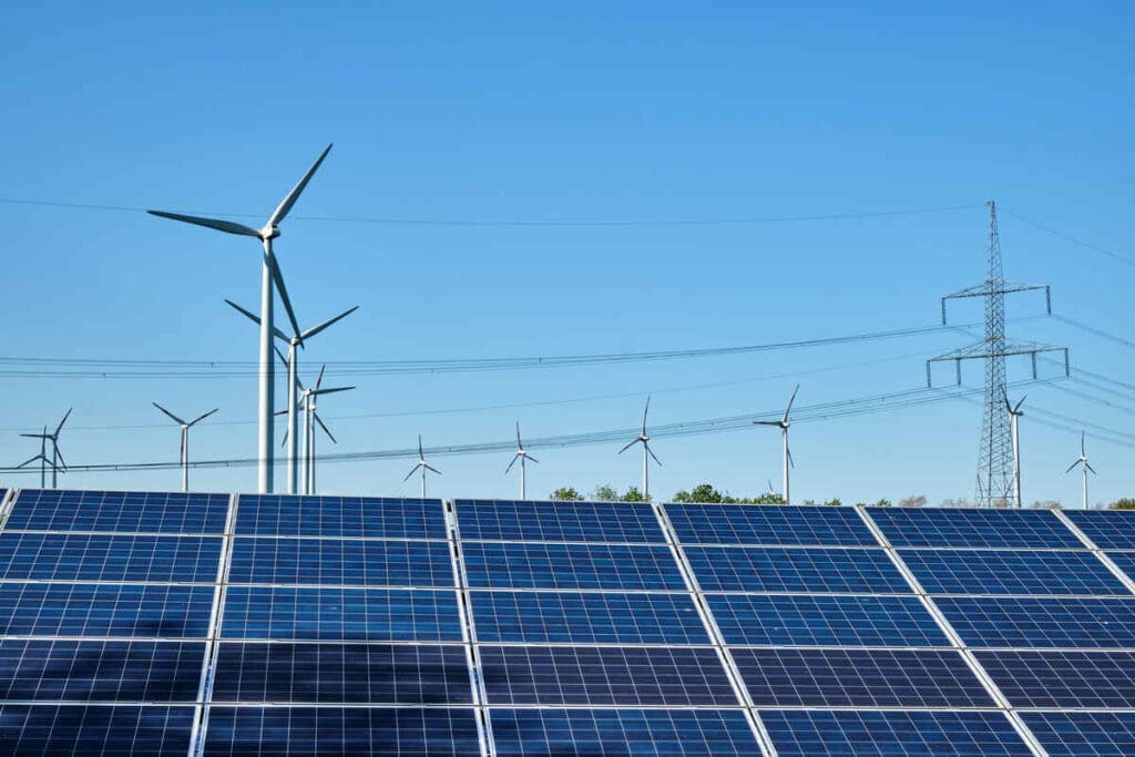 solar panels and wind turbines