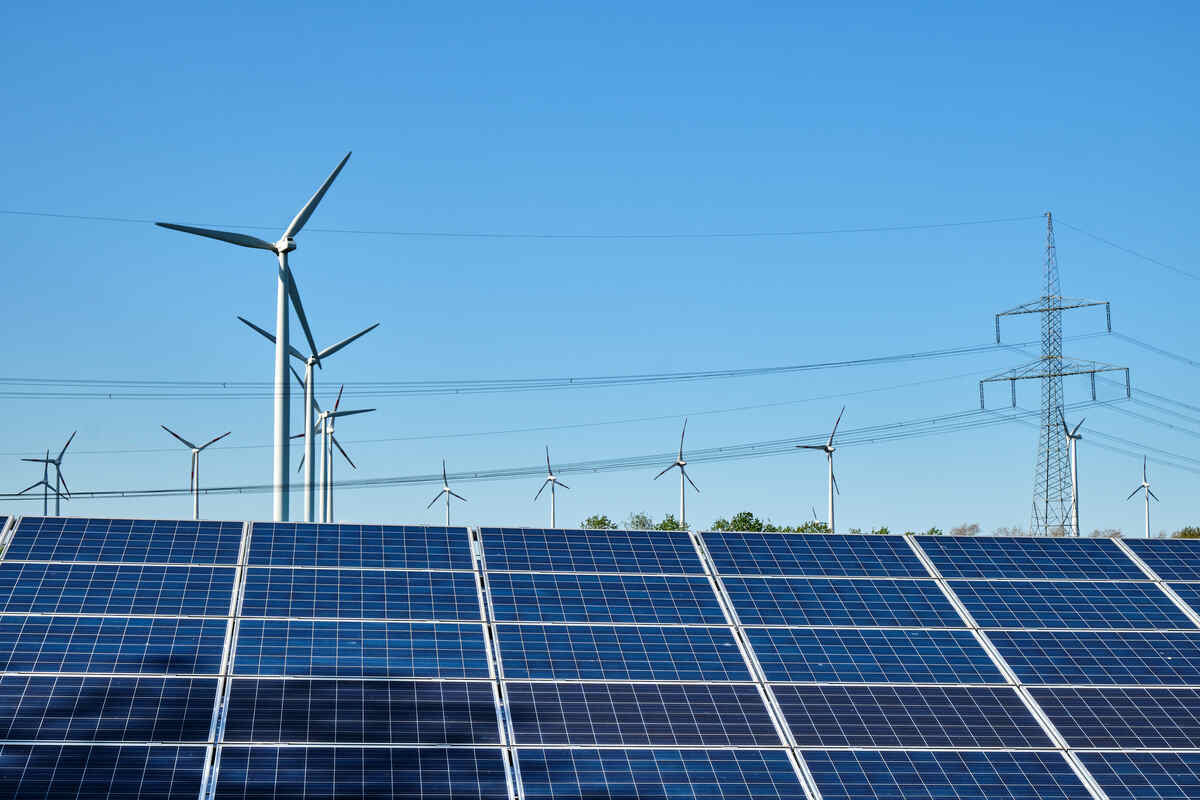 solar panels and wind turbines