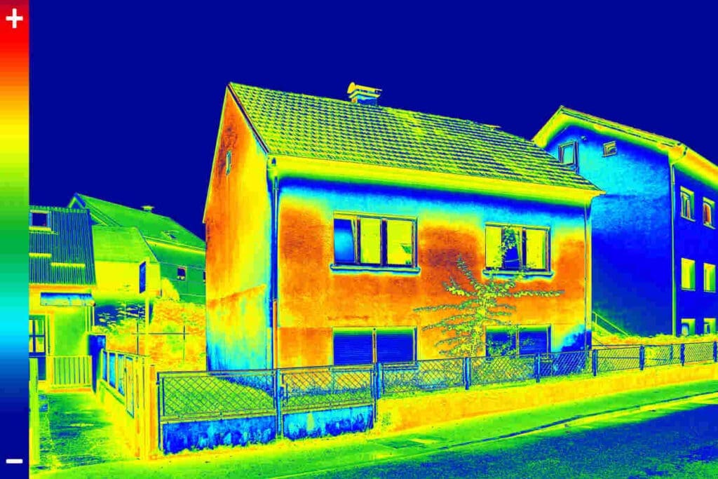 How Thermal Cameras Detect Heat Loss, Air Leaks and Building Problems 6 thermal imaging camera on house inspection